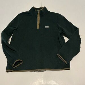 L.L. Bean Men’s Sweater Fleece Pullover Snap Front Sweater Green Size Large